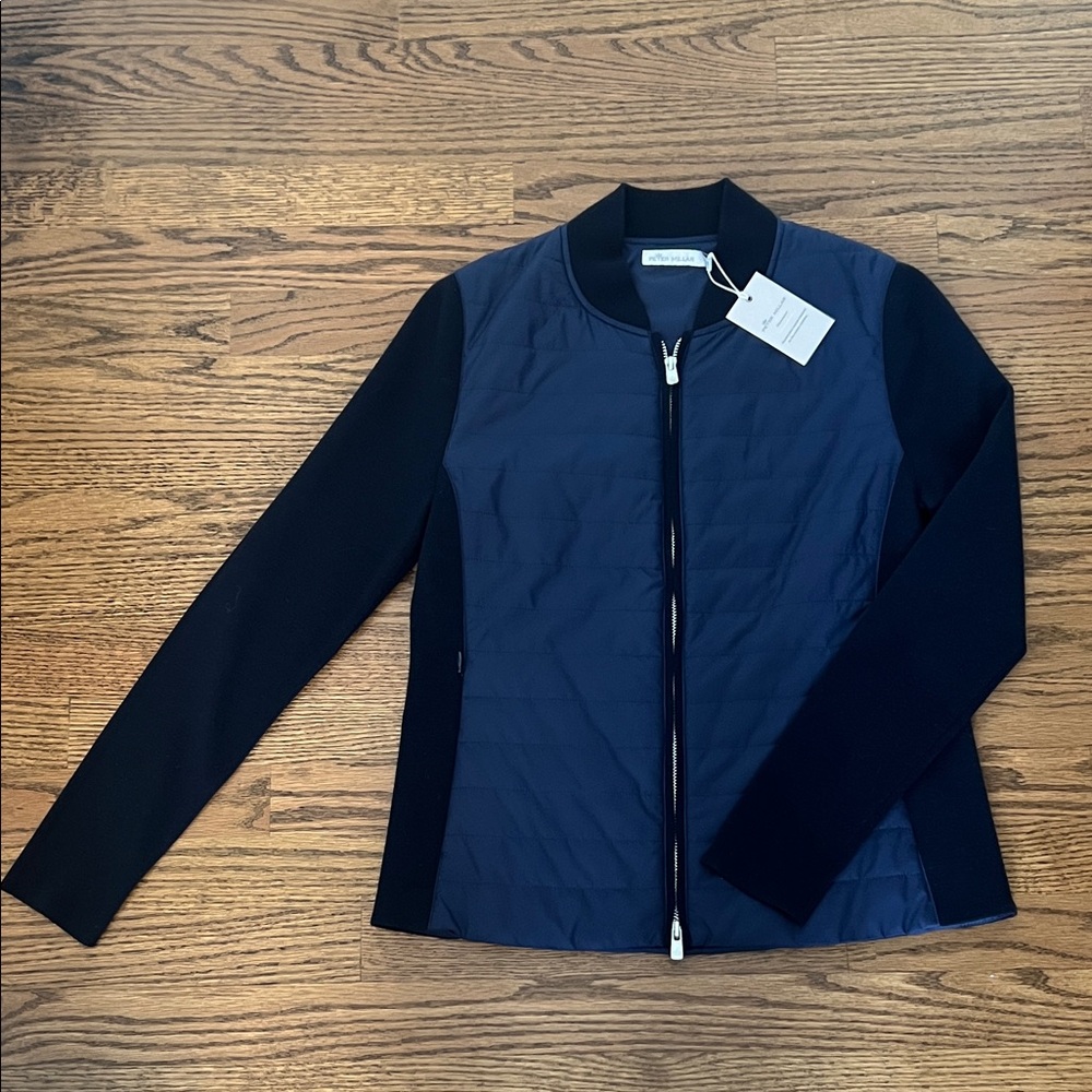 Peter Millar Women's Lightweight Blue Puffer Jacket with knit sleeves